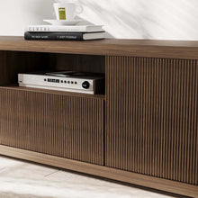 Load image into Gallery viewer, Mid-Century Modern TV Stand with 2 Doors and Open DVD Storage - Suitable for Living Room
