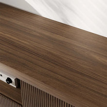 Load image into Gallery viewer, Mid-Century Modern TV Stand with 2 Doors and Open DVD Storage - Suitable for Living Room