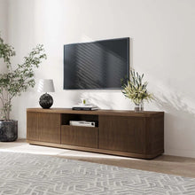 Load image into Gallery viewer, Mid-Century Modern TV Stand with 2 Doors and Open DVD Storage - Suitable for Living Room