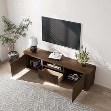 Load image into Gallery viewer, Mid-Century Modern TV Stand with 2 Doors and Open DVD Storage - Suitable for Living Room