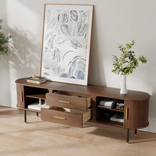 Load image into Gallery viewer, Mid-Century Modern Solid Wood TV Stand Entertainment Center with 2 Roller Racks and 2 Drawers - Suitable for Living Room