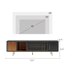Load image into Gallery viewer, Modern Black TV Stand Entertainment Center with Open Shelves and Cabinet Doors