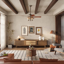 Load image into Gallery viewer, Mid-Century Vintage Wicker TV Stand with 2 Sliding Doors and 2 Drawers - Suitable for Living Room