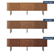 Load image into Gallery viewer, Mid-Century Modern Solid Wood TV Stand Entertainment Center with 2 Roller Racks and 2 Drawers - Suitable for Living Room