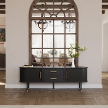 Load image into Gallery viewer, Mid-Century Modern Solid Wood TV Stand Entertainment Center with 2 Roller Racks and 2 Drawers - Suitable for Living Room