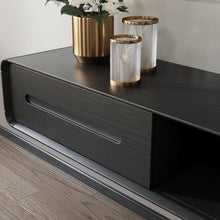 Load image into Gallery viewer, Modern Minimalist Black Floating TV Stand Entertainment Center with 2 Drawers and Open Shelf - Suitable for Living Room