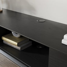 Load image into Gallery viewer, Modern Minimalist Black Floating TV Stand Entertainment Center with 2 Drawers and Open Shelf - Suitable for Living Room