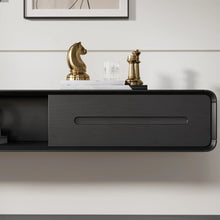 Load image into Gallery viewer, Modern Minimalist Black Floating TV Stand Entertainment Center with 2 Drawers and Open Shelf - Suitable for Living Room