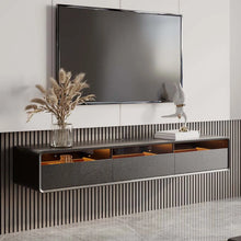 Load image into Gallery viewer, Modern Minimalist Black Floating TV Stand Entertainment Center with Three Drawers - Suitable for Living Room