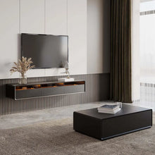 Load image into Gallery viewer, Modern Minimalist Black Floating TV Stand Entertainment Center with Three Drawers - Suitable for Living Room