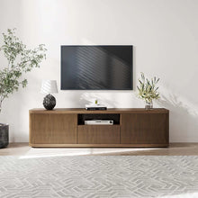 Load image into Gallery viewer, Mid-Century Modern TV Stand with 2 Doors and Open DVD Storage - Suitable for Living Room