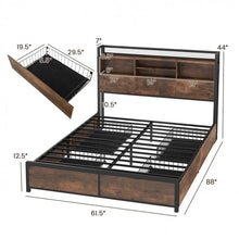 Load image into Gallery viewer, Country Industrial Metal Bed Frame with 4-Drawer Nightstand