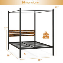 Load image into Gallery viewer, Vintage Industrial-Style Metal Bed Frame with Canopy