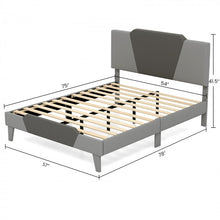 Load image into Gallery viewer, Gray Velvet Upholstered Headboard Bed Frame with Soft Padded Mattress