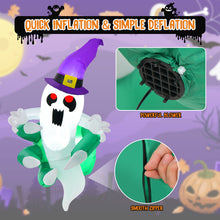 Load image into Gallery viewer, Halloween Inflatable Ghost with Witch Hat - Suitable for Halloween Themed Party Decorations