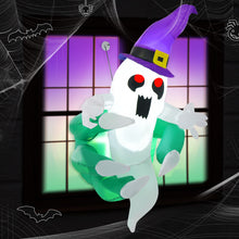 Load image into Gallery viewer, Halloween Inflatable Ghost with Witch Hat - Suitable for Halloween Themed Party Decorations