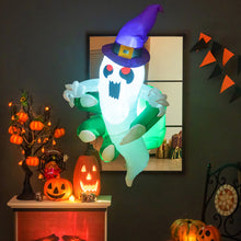 Load image into Gallery viewer, Halloween Inflatable Ghost with Witch Hat - Suitable for Halloween Themed Party Decorations