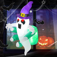 Load image into Gallery viewer, Halloween Inflatable Ghost with Witch Hat - Suitable for Halloween Themed Party Decorations