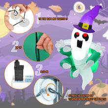 Load image into Gallery viewer, Halloween Inflatable Ghost with Witch Hat - Suitable for Halloween Themed Party Decorations