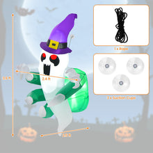 Load image into Gallery viewer, Halloween Inflatable Ghost with Witch Hat - Suitable for Halloween Themed Party Decorations