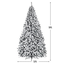 Load image into Gallery viewer, 9-ft Premium Snow Flocked Hinged Artificial Christmas Tree Unlit with Metal Stand - Auction deal