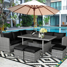 Load image into Gallery viewer, 7-Piece Modern Outdoor Wicker Sofa Set with Coffee Table