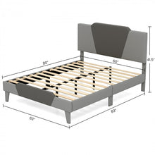 Load image into Gallery viewer, Gray Velvet Upholstered Headboard Bed Frame with Soft Padded Mattress