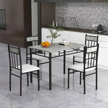 Load image into Gallery viewer, Marble Texture Dining Table Set, 5-Piece with Solid Steel Frame, for Dining Room