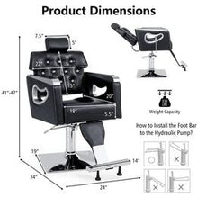 Load image into Gallery viewer, Adjustable Barber Chair Heavy-Duty Hydraulic Pump Salon Chair 360° Rotation