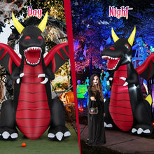Load image into Gallery viewer, Halloween Inflatable Fire Dragon with LED Lights - Suitable for Halloween Decorations and Scary Parties