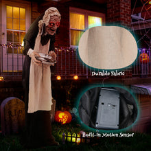 Load image into Gallery viewer, Halloween Animated Standing Greeter Old Lady with Built-in Pre-recorded Phrases - Suitable for Scary Themed Parties and Haunted House Decorations