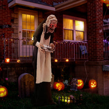 Load image into Gallery viewer, Halloween Animated Standing Greeter Old Lady with Built-in Pre-recorded Phrases - Suitable for Scary Themed Parties and Haunted House Decorations