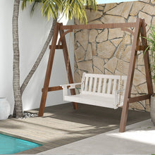 Load image into Gallery viewer, Patio Garden White 2-Person Rocking Chair Porch Swing with Cup Holders