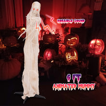 Load image into Gallery viewer, Halloween Electronic Animated Standing Mummy with Built-in LED Red Eyes - Suitable for Haunted Houses and Halloween Decorations