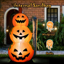 Load image into Gallery viewer, Halloween Inflatable Pumpkin 3-Piece Set with Built-in LED Lights and Waterproof Fan - Suitable for Halloween Decorations, Haunted Houses, and Parties