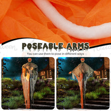 Load image into Gallery viewer, Halloween Hanging Pumpkin Ghost with Glowing Red Eyes and Bendable Arms - Suitable for Haunted Houses and Halloween Decorations