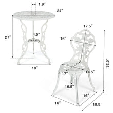 Load image into Gallery viewer, 3 Piece Bistro Set, Cast Aluminum Porch Furniture, Outdoor Patio Dining Table and Chairs with Umbrella Hole