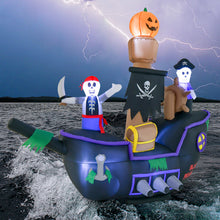Load image into Gallery viewer, Halloween Inflatable Pirate Ship with Built-in LED Lights and Blower - Suitable for Halloween Decorations
