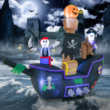 Load image into Gallery viewer, Halloween Inflatable Pirate Ship with Built-in LED Lights and Blower - Suitable for Halloween Decorations