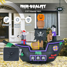 Load image into Gallery viewer, Halloween Inflatable Pirate Ship with Built-in LED Lights and Blower - Suitable for Halloween Decorations