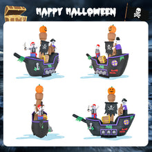 Load image into Gallery viewer, Halloween Inflatable Pirate Ship with Built-in LED Lights and Blower - Suitable for Halloween Decorations