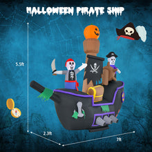 Load image into Gallery viewer, Halloween Inflatable Pirate Ship with Built-in LED Lights and Blower - Suitable for Halloween Decorations