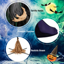 Load image into Gallery viewer, Halloween Electronic Animated Witch with 7-Foot Broom - Suitable for Haunted Houses and Halloween Decorations