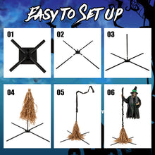 Load image into Gallery viewer, Halloween Electronic Animated Witch with 7-Foot Broom - Suitable for Haunted Houses and Halloween Decorations