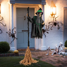 Load image into Gallery viewer, Halloween Electronic Animated Witch with 7-Foot Broom - Suitable for Haunted Houses and Halloween Decorations