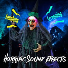 Load image into Gallery viewer, Halloween Electronic Animated Witch with 7-Foot Broom - Suitable for Haunted Houses and Halloween Decorations