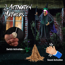 Load image into Gallery viewer, Halloween Electronic Animated Witch with 7-Foot Broom - Suitable for Haunted Houses and Halloween Decorations