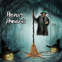 Load image into Gallery viewer, Halloween Electronic Animated Witch with 7-Foot Broom - Suitable for Haunted Houses and Halloween Decorations