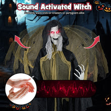 Load image into Gallery viewer, Halloween Electronic Animated Standing Witch with Pre-recorded Phrases and Wings - Suitable for Halloween Decorations