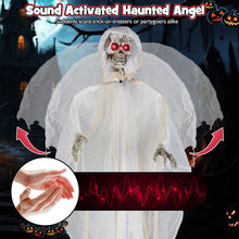 Load image into Gallery viewer, Halloween Sound-Activated Standing Haunting Angel with Glowing Eyes and Moving Wings - Suitable for Haunted Houses and Halloween Decorations